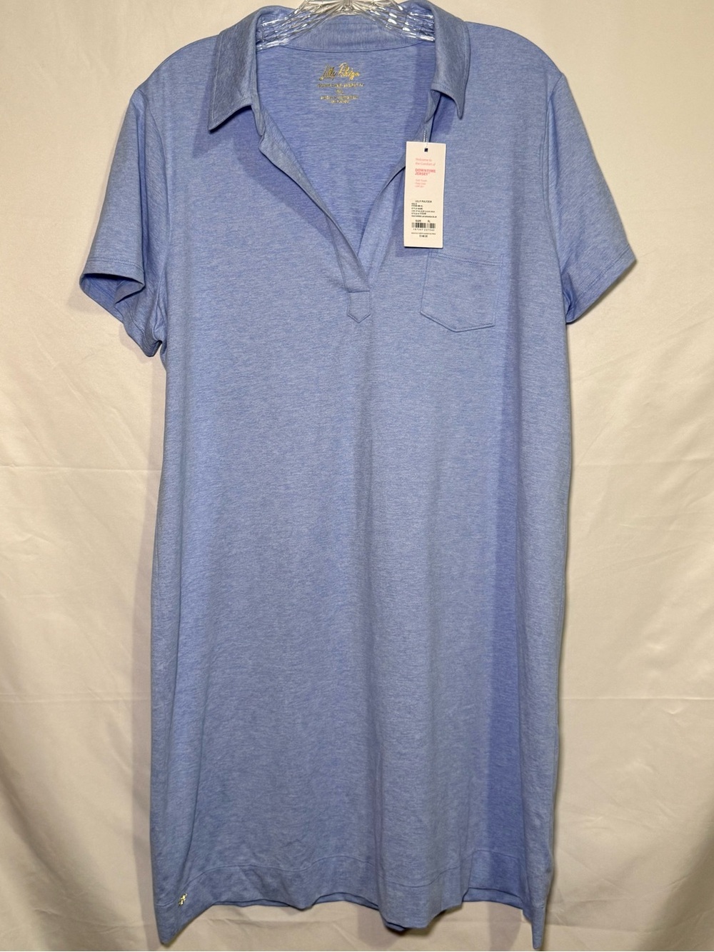 Lilly Pulitzer Blue Solid Mini Collared Shift Dress size XL